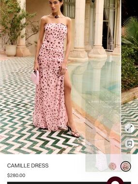 Camille Strapless Pink Spot Maxi Dress